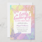 Faux Gold Rainbow Butterflies Girl Baby shower Kaart (Voorkant)
