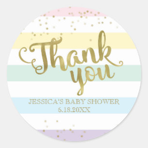 Faux Gold Rainbow Stripes Baby shower Hartelijk da Ronde Sticker