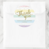 Faux Gold Rainbow Stripes Baby shower Hartelijk da Ronde Sticker (Tas)