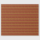 Faux Gold Red Glitter Stripes bedrukt Cadeaupapier (Vlak)