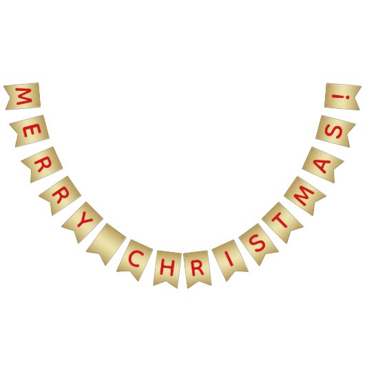 Faux Gold & Red Merry-kerst Vlaggetjes (Alle)
