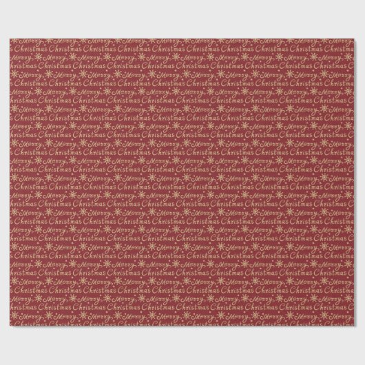Faux Gold Red Merry kerstbrieftering Cadeaupapier (Vlak)