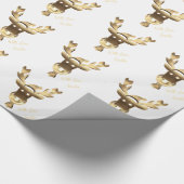 Faux Gold Reindeer Pattern Moderne White Kerstmis Cadeaupapier (Hoek)