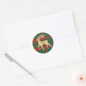 Faux Gold Reindeer Plaid Ronde Sticker (Envelop)