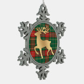 Faux Gold Reindeer Plaid Tin Sneeuwvlok Ornament (Links)