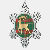 Faux Gold Reindeer Plaid Tin Sneeuwvlok Ornament (Rechts)