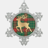 Faux Gold Reindeer Plaid Tin Sneeuwvlok Ornament (Voorkant)