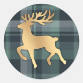 Faux Gold Reindeer Ronde Sticker (Voorkant)