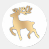 Faux Gold Reindeer Ronde Sticker (Voorkant)