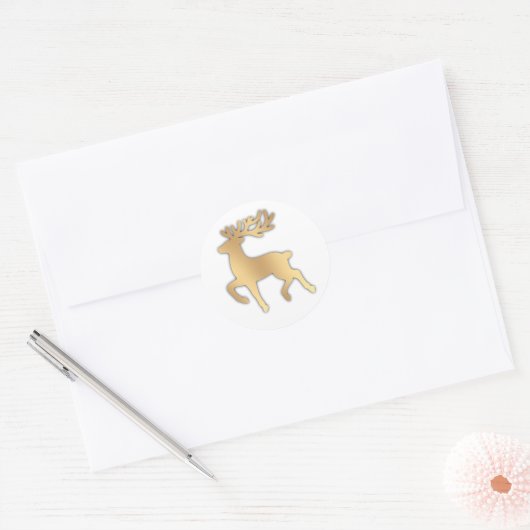 Faux Gold Reindeer Ronde Sticker (Envelop)