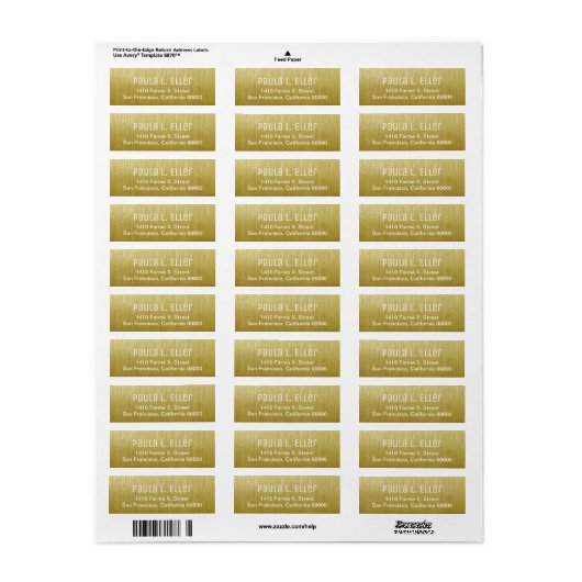 faux Gold return address label (Full Sheet)