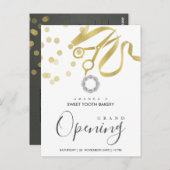 FAUX GOLD RIBBON CUTTING GRAND OPENING INVITATION BRIEFKAART (Voorkant / Achterkant)