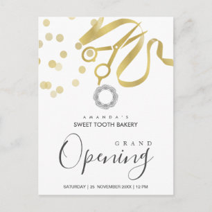 FAUX GOLD RIBBON CUTTING GRAND OPENING INVITATION BRIEFKAART