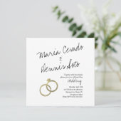 Faux Gold Ring Lettering Script Weddenschap Kaart (Staand voorkant)