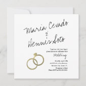 Faux Gold Ring Lettering Script Weddenschap Kaart (Voorkant)