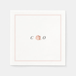 Faux gold roos monogram minimalistische bruiloft servet