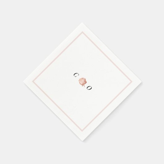 Faux gold roos monogram minimalistische bruiloft servet (Hoek)