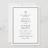 Faux gold roos zwart-wit, minimalistisch huwelijk kaart (Voorkant)