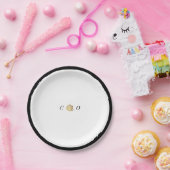 Faux gold roos zwart-wit, minimalistisch huwelijk papieren bordje (Feest)