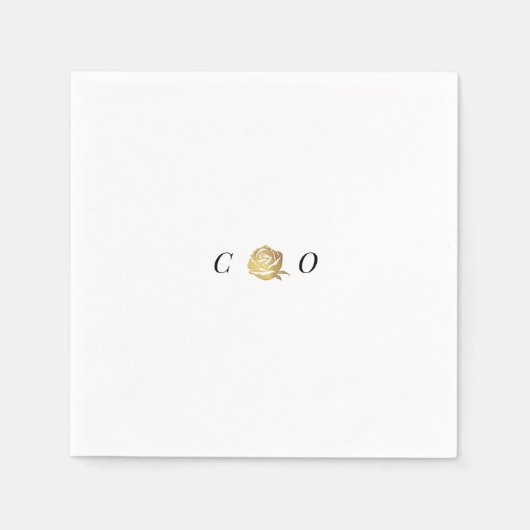 Faux gold roos zwart-wit, minimalistisch huwelijk servet (Voorkant)