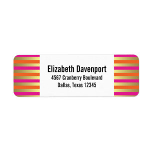 Faux Gold, roze en Oranje gestreept patroon Etiket