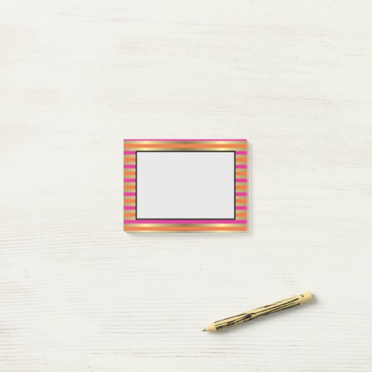 Faux Gold, roze en Oranje metaalstrips Post-it® Notes (Op bureau)