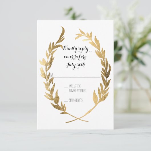 Faux Gold RSVP Laurel krans Olive Leaf Branch (Staand voorkant)