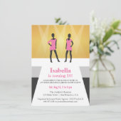 Faux Gold Runway Mode Show Birthday Party Kaart (Staand voorkant)