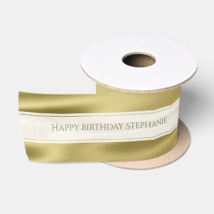Faux Gold Satin personaliseer "Happy Birthday" Satijnen Lint