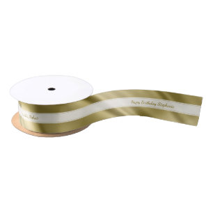 Faux Gold Satin personaliseer "Happy Birthday" Satijnen Lint