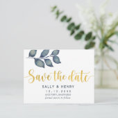 Faux gold save the date botanisch Briefkaart (Staand voorkant)
