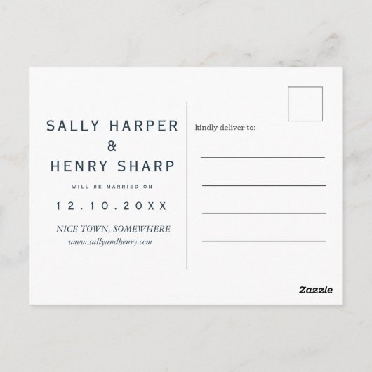 Faux gold save the date botanisch Briefkaart (Achterkant)