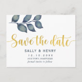 Faux gold save the date botanisch Briefkaart (Voorkant)