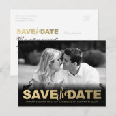 Faux Gold Save the Date Photo Briefkaart (Voorkant / Achterkant)
