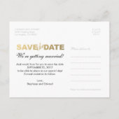Faux Gold Save the Date Photo Briefkaart (Achterkant)