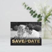 Faux Gold Save the Date Photo Briefkaart (Staand voorkant)