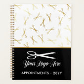 Faux Gold Schaar Logo Haar Stylist Afspraak Planner (Voorkant)