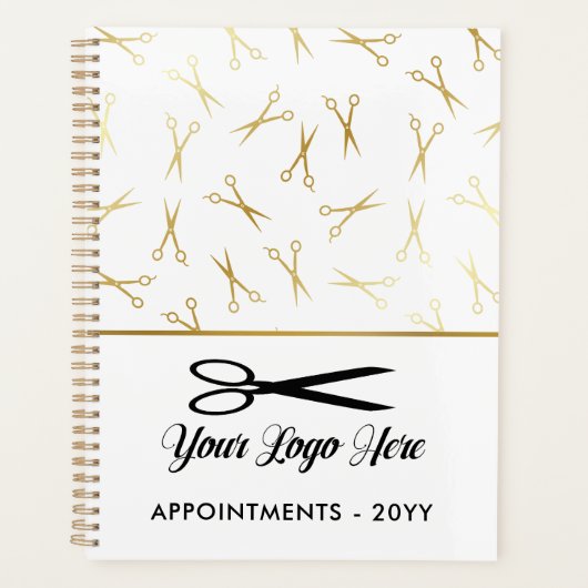 Faux Gold Schaar Logo Stylist Afspraak Planner (Voorkant)
