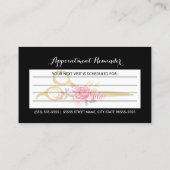 Faux Gold Schaar Roze Bloemen Haar Afspraak Afsprakenkaartje (Achterkant)