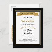 Faux Gold School Class Reunion Save the Date Aankondigingskaart (Voorkant / Achterkant)