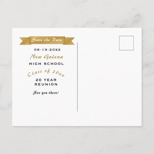 Faux Gold School Class Reunion Save the Date Aankondigingskaart (Achterkant)