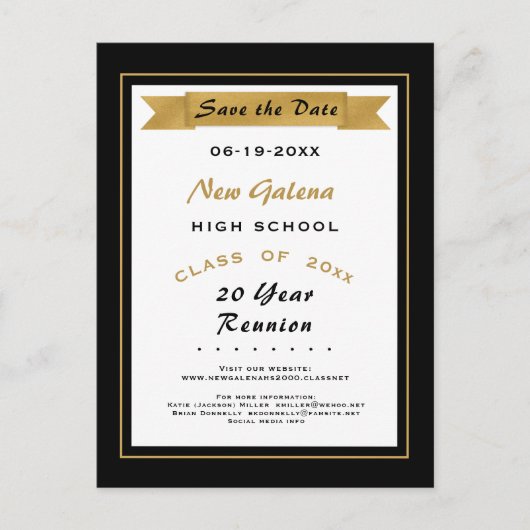 Faux Gold School Class Reunion Save the Date Aankondigingskaart (Voorkant)