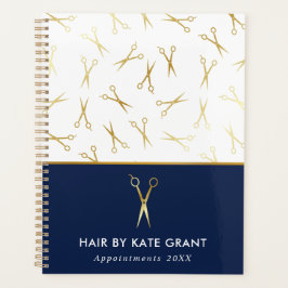 Faux Gold Scissor Blue Hair Stylist Afspraak Planner