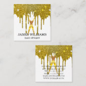 Faux Gold Scissors Hair Stylist Drip Vierkante Visitekaartje (Voorkant / Achterkant)