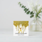 Faux Gold Scissors Hair Stylist Drip Vierkante Visitekaartje (Staand voorkant)