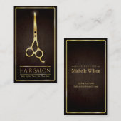 Faux Gold Scissors Hair Stylist Salon Visitekaartje (Voorkant / Achterkant)