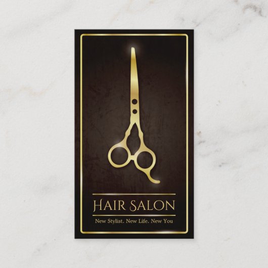 Faux Gold Scissors Hair Stylist Salon Visitekaartje (Voorkant)