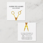 Faux Gold Scissors Hair Stylist Vierkante Visitekaartje (Voorkant / Achterkant)