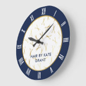 Faux Gold Scissors Navy Blue Hair Salon Grote Klok (Hoek)