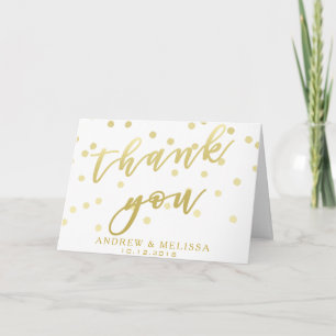 Faux Gold Script & Confetti - Hartelijk dank Kaart